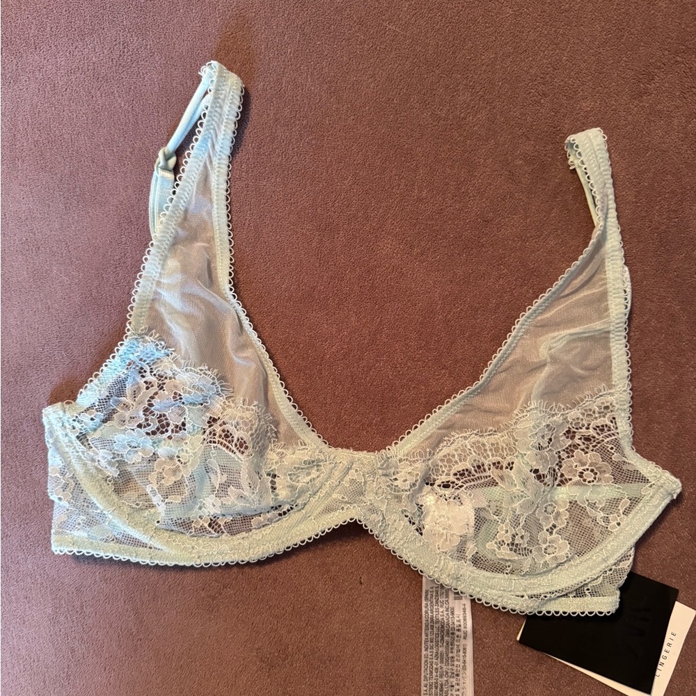 Zara Lace Underwire Bra in Soft Green size 34B